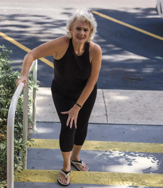A woman moving comfortably through her daily routine